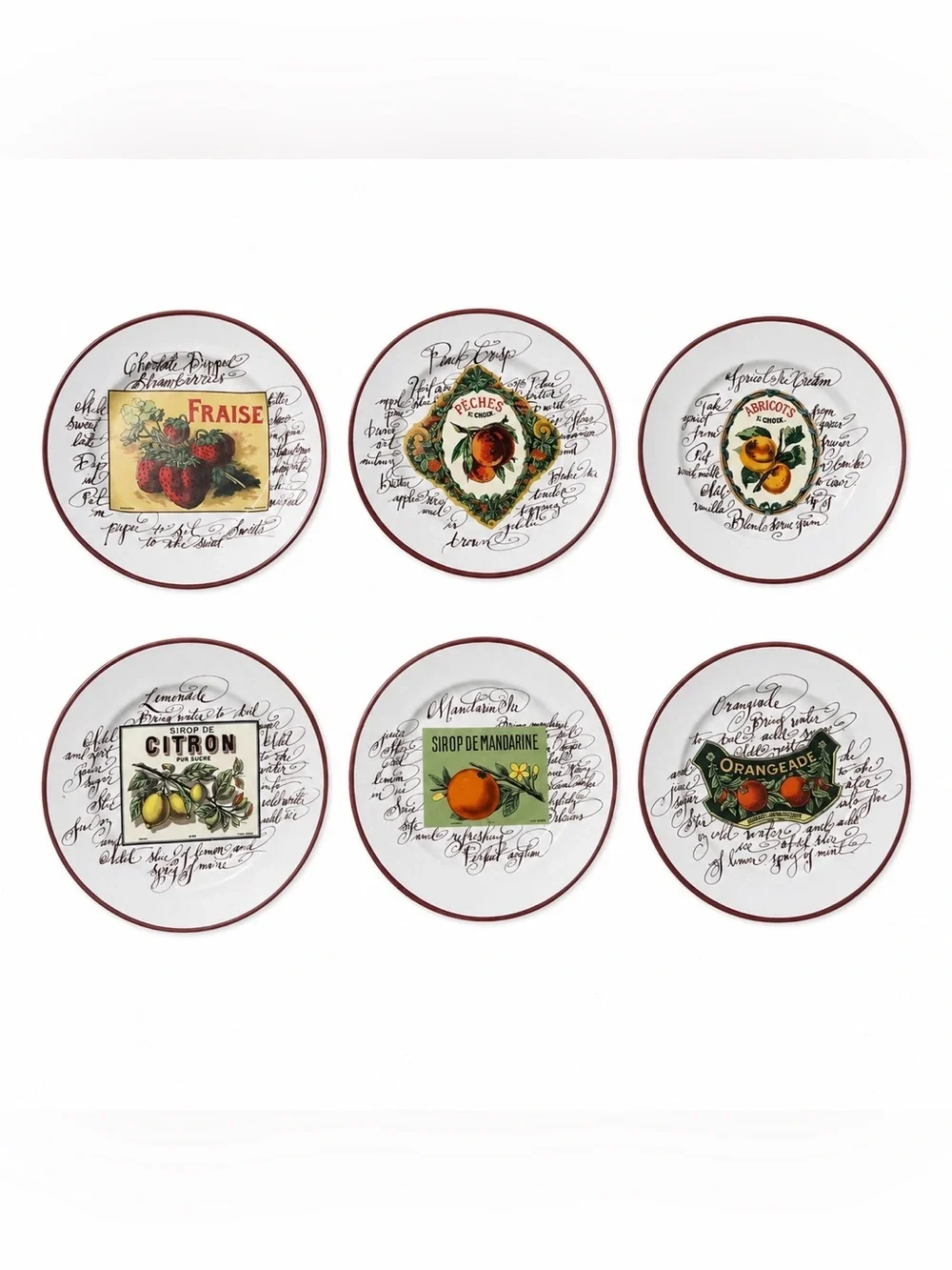 Williams Sonoma Rosanna Harvest Market Fruit Salad Plates Set of 6 Italian 8”